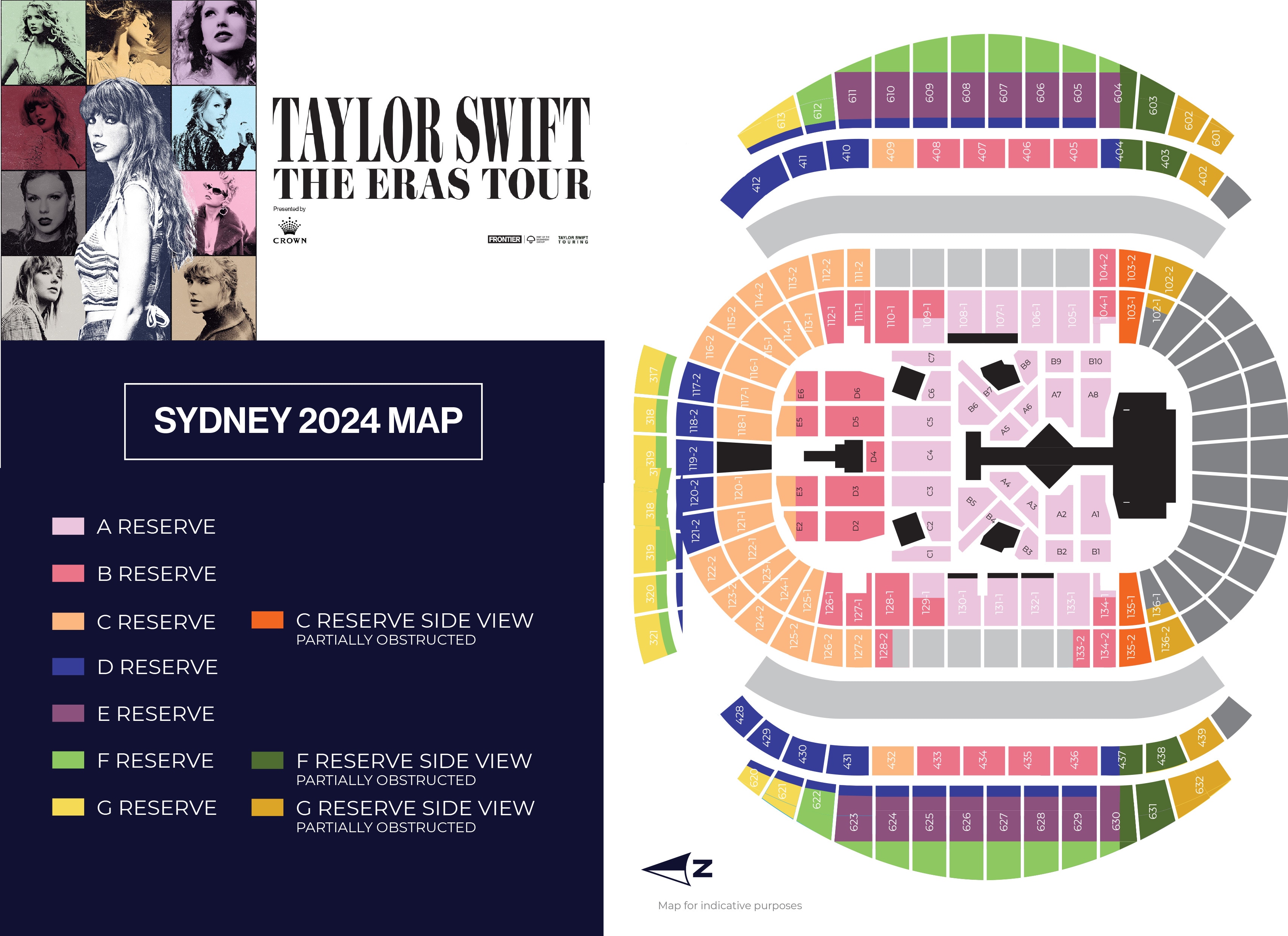 A venue map of the stadium showing seating options and prices.