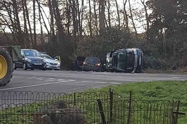 The scene of the road accident involving Prince Philip