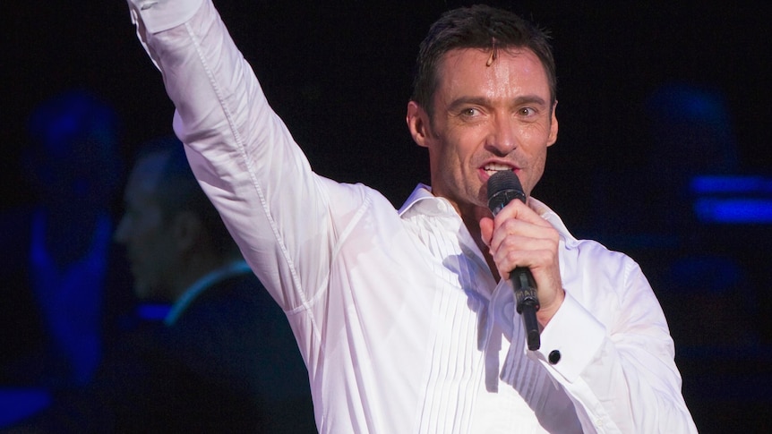 Hugh Jackman responds to applause during the curtain call for Hugh Jackman, Back on Broadway.