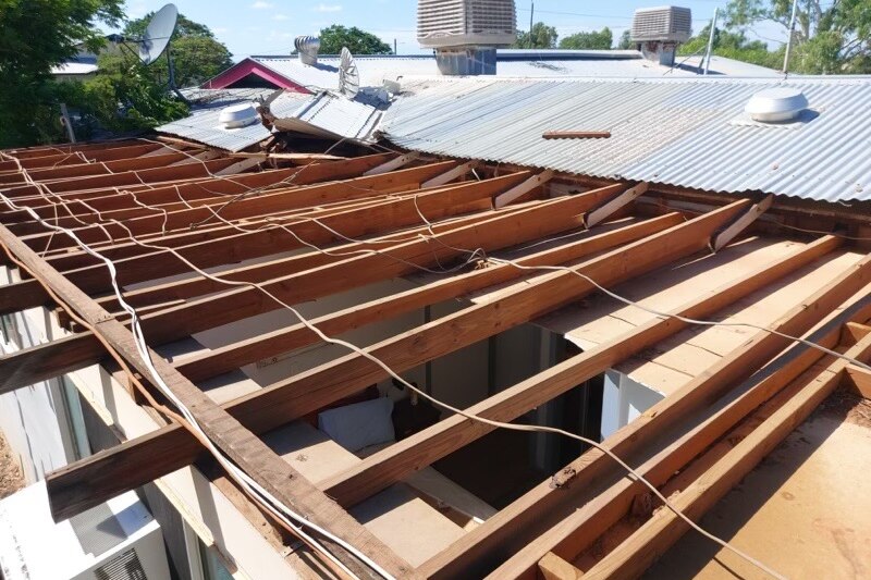 Damage building roof