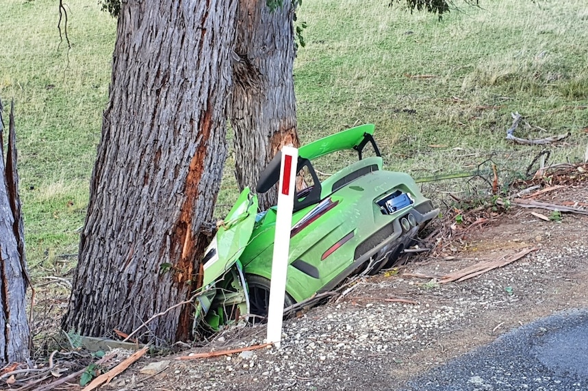 Crashed car in Targa Tasmania event 2021