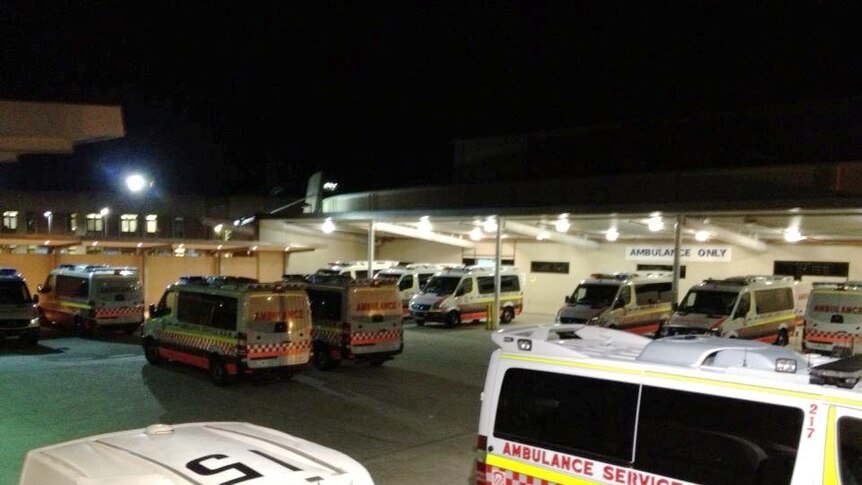 More than a dozen ambulances caught up at Gosford Hospital earlier this week.