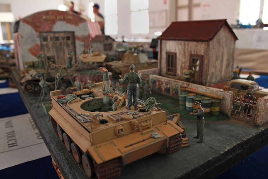 Close up shot of army diorama
