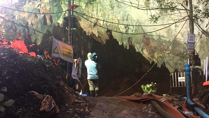 Media shown the operation area and were given access to the cave before more rain forced them to leave.