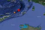 The location of two earthquakes in the Banda Sea.