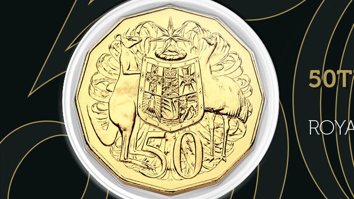 A gold-plated collectible 50c coin has been produced to mark the Mint's milestone anniversary.