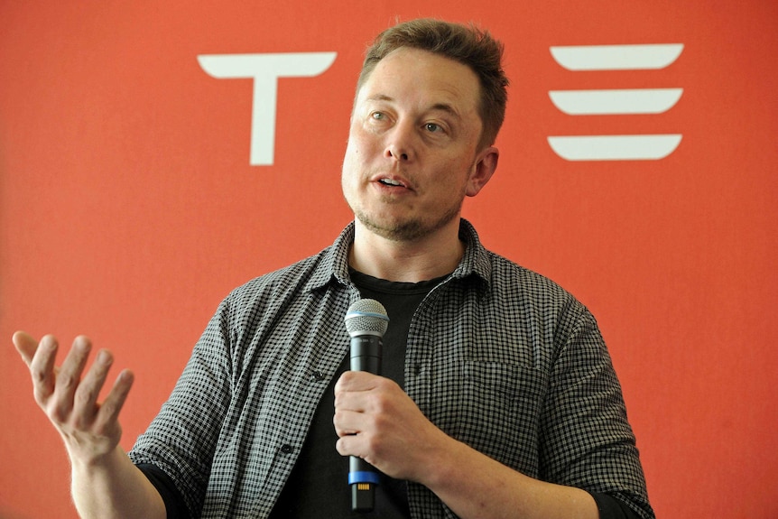 Elon Musk speaks during a media tour of the Tesla Gigafactory on July 26, 2016.