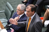 Mal Brough addresses parliament with Julie Bishop and Barnaby Joyce sitting in the background.