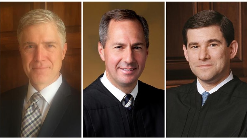 Composite of Judges Neil Gorsuch, Thomas Hardiman, and William Pryor