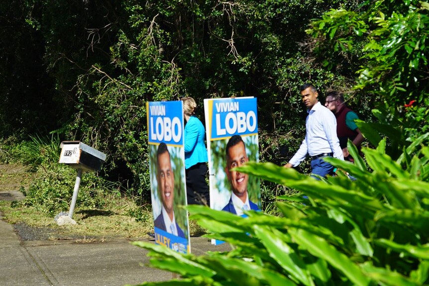 LNP candidate for Lilley electorate Vivian Lobo leaves driveway.