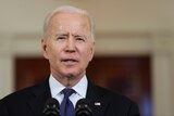 US President Joe Biden gives a speech in Washington