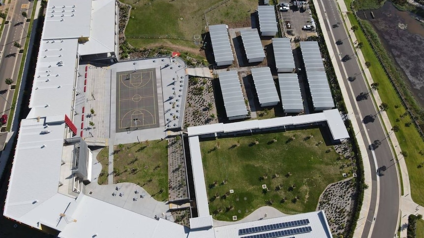 A aerial view of a school