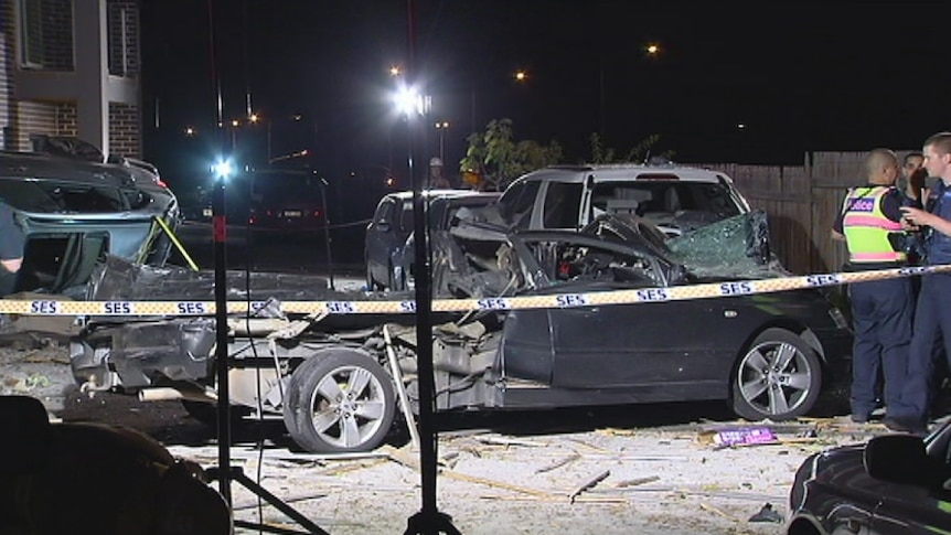 Damaged cars at Roxburgh Park