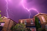 Lightning strikes during storm in Melbourne