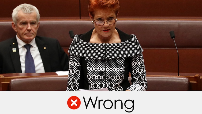 Pauline Hanson's claim is wrong