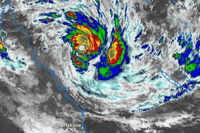 a giff of a weather aeril showing cyclone gabrielle