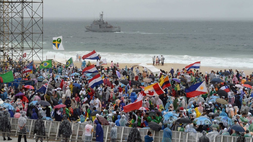 World Youth Day pilgrims from all over the world gather on Copacabana Beach