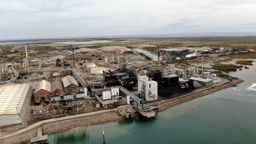 An aerial photo of the Port Pirie lead smelter.