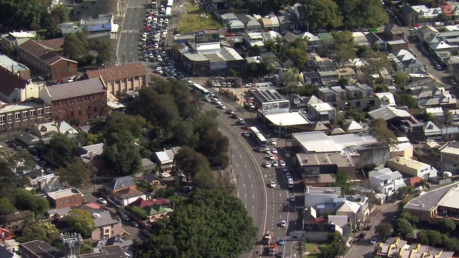 aerial vision of long traffic