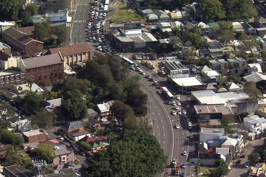 aerial vision of long traffic