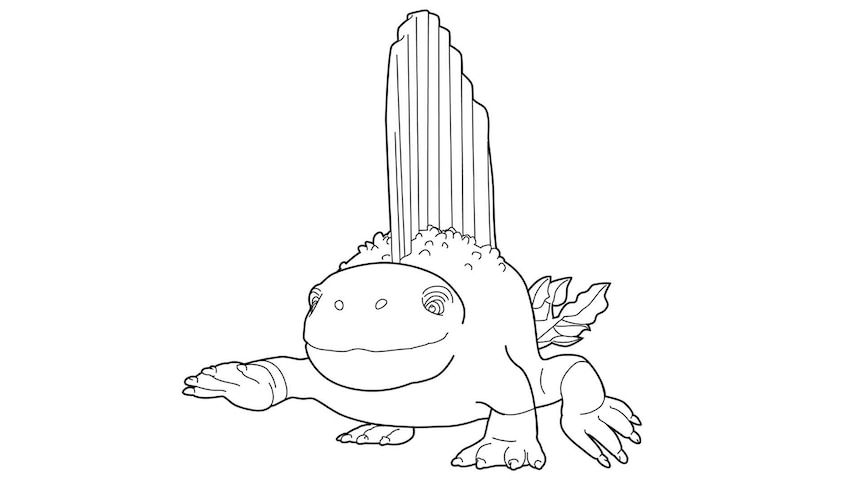 Line drawing of Potatodon from Ginger and the Vegesaurs