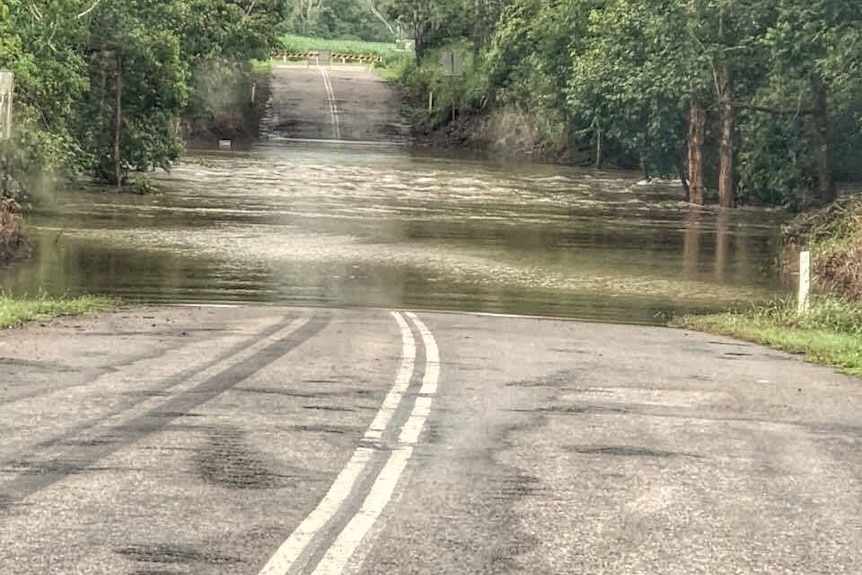 The flooded Stone River at Lannercost, west of Ingham in north Queensland