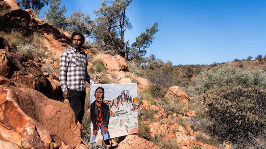 SINGLE USE ONLY Vincent Namatjira and portrait on Country