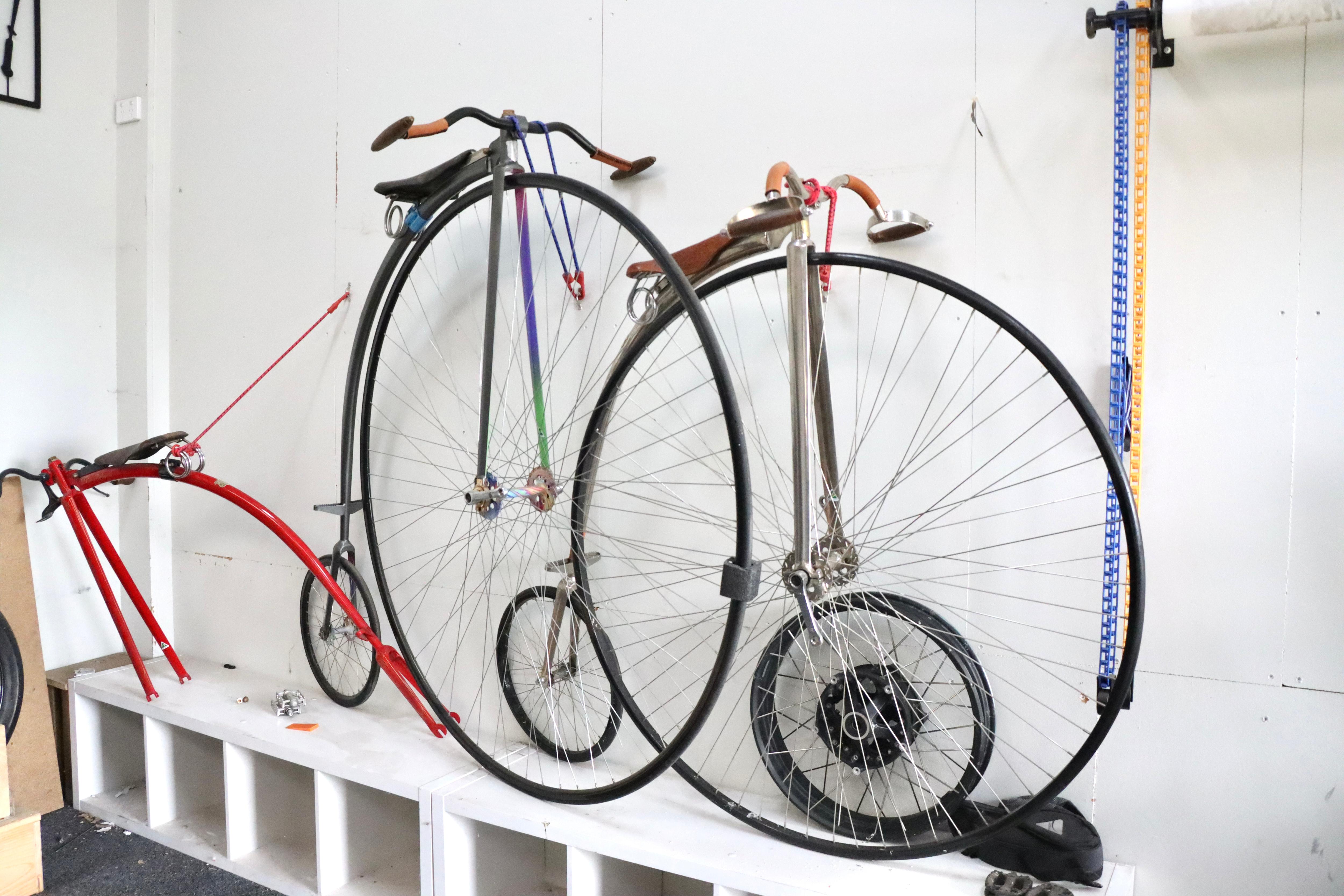 Penny-farthings in Dal Bolwell's showroom