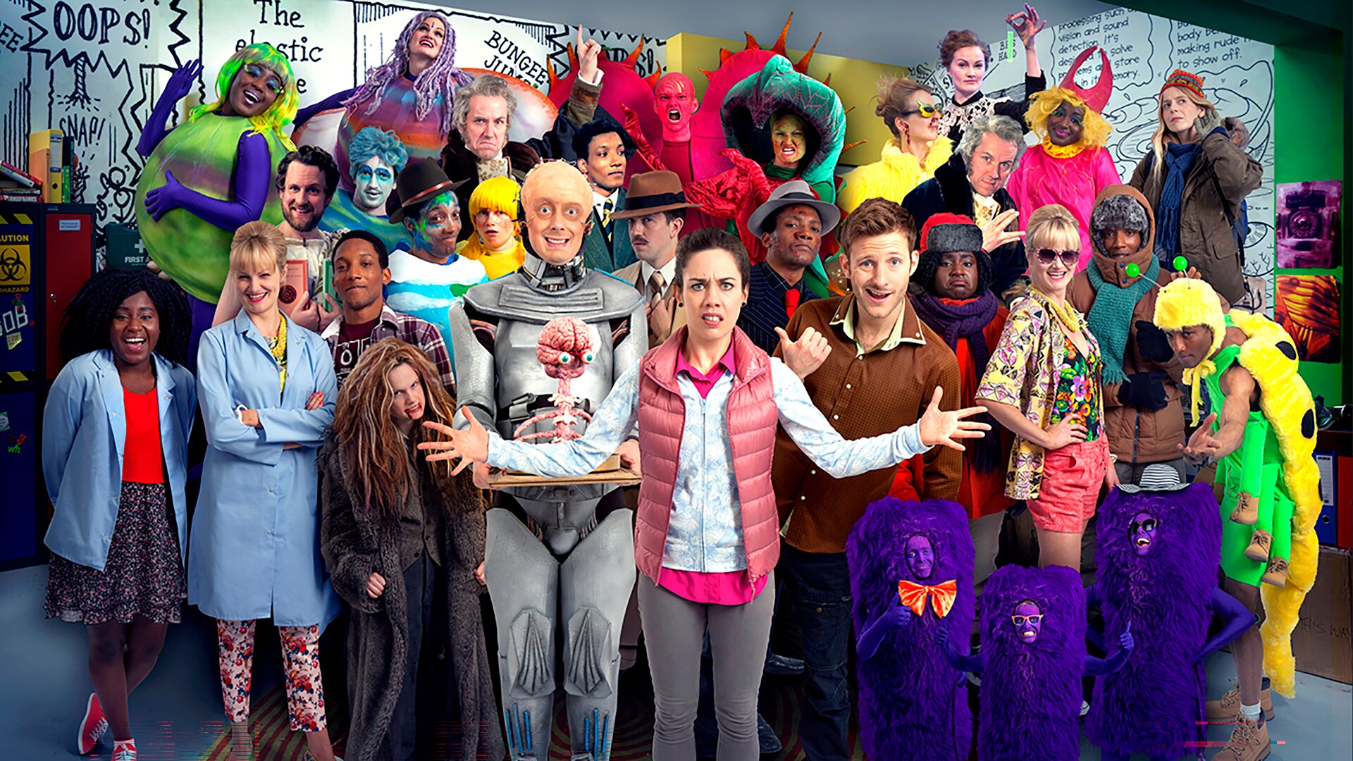 Group of people dressed in various costumes