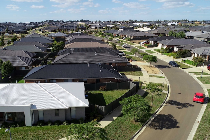 aerial shot of new houses.