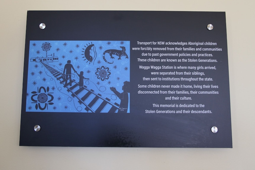 A plaque outlining the role of the railways in the removal of Aboriginal children from their families and culture.