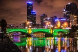 Illuminations of the Swan Street Bridge over the Yarra River in Melbourne for White Night