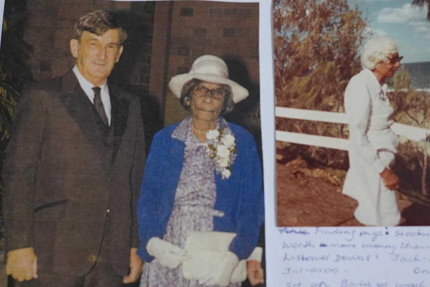 An immaculately dressed matron in a hat and gloves at a family wedding