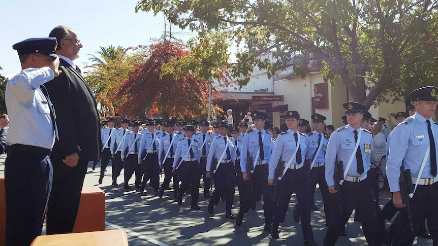 Air force personnel march