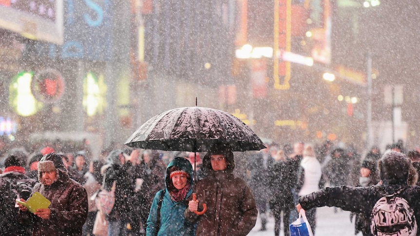 Snow in Times Square