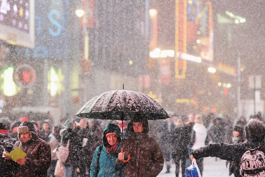 Snow in Times Square