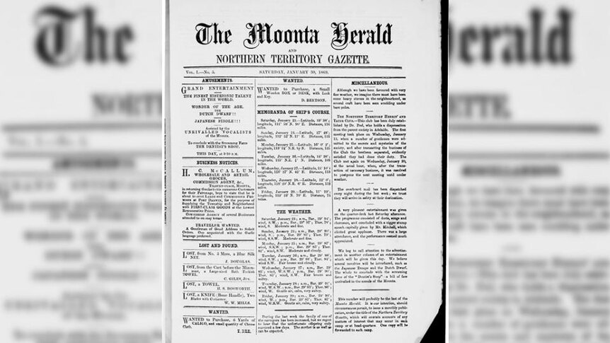 Newspaper front page, mast reads "The Moonta Herald"