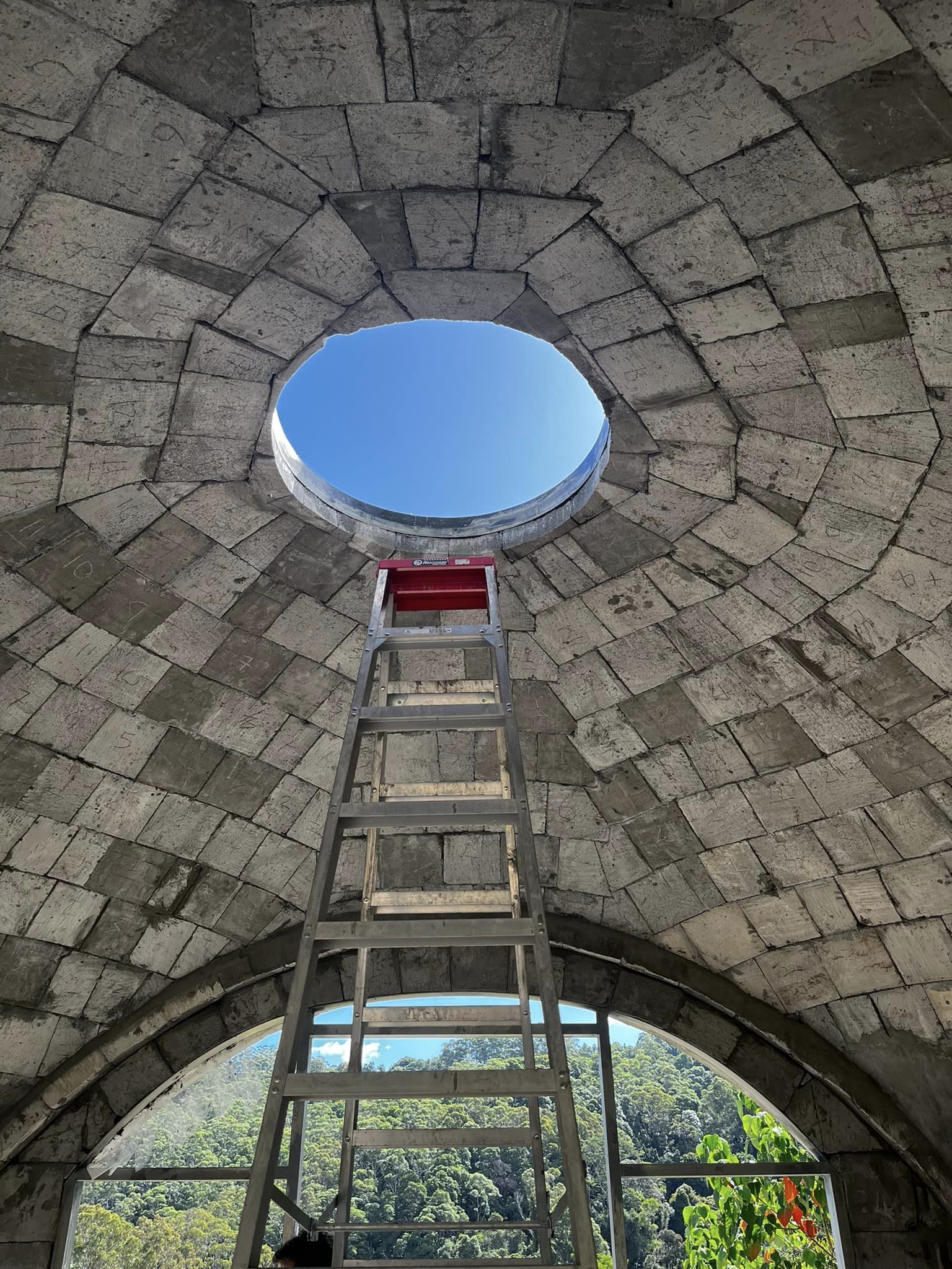 The centres of the rooves are among the most complex aspects of Aircrete Domes Elysian Falls.