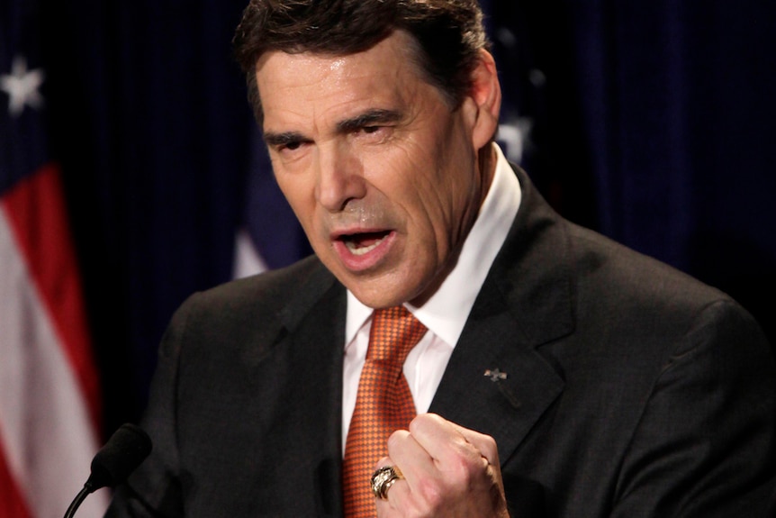 Texas governor Rick Perry speaks during his announcement that he will run for the Republican presidential nomination