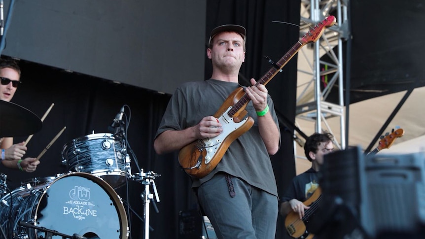 Mac DeMarco performing live at the Port Adelaide main stage at Laneway Festival 2018