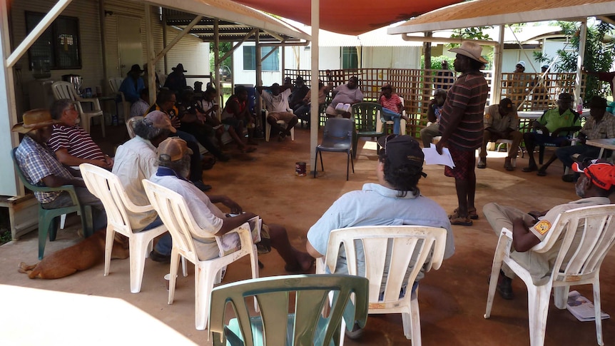Borroloola men met on February 19 to share their reaction to the ABC report.