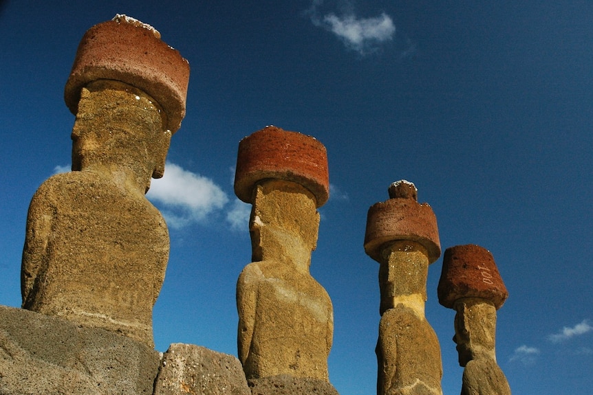 Moai statues at Ahu Nau Nau, Anakena