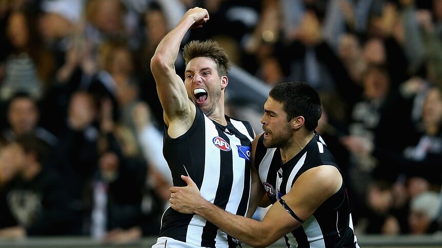 Dale Thomas booted three goals in seven minutes to kickstart the Magpies at the start of the second half.