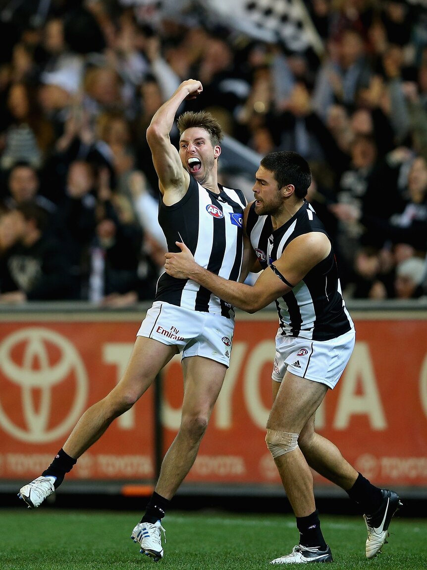 Collingwood's Dale Thomas kicked three vital goals in the Magpies' win over West Coast.