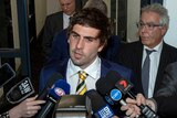 West Coast Eagles midfielder Andrew Gaff addresses the media after appearing at the AFL tribunal.