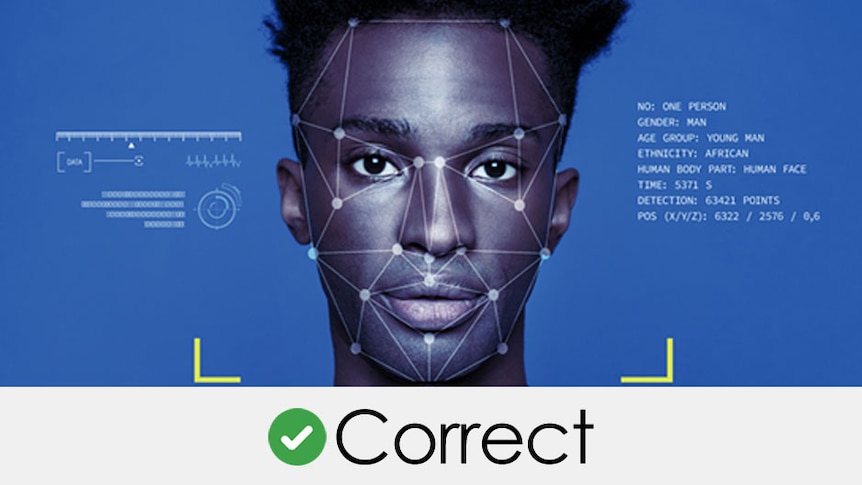 african man's face mock up facial recognition; Mr Santow's claim is correct.