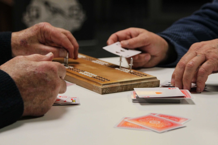 A cribbage board