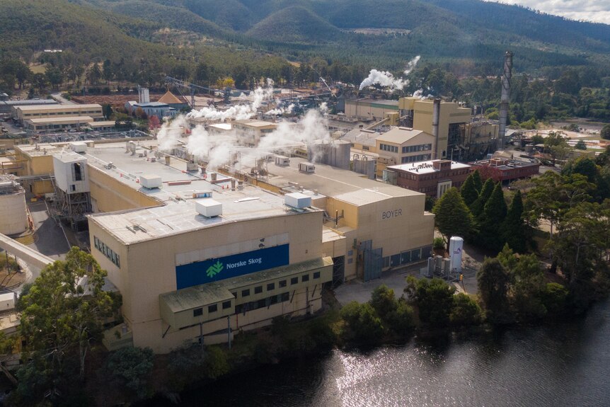 Aerial photograph of a paper mill