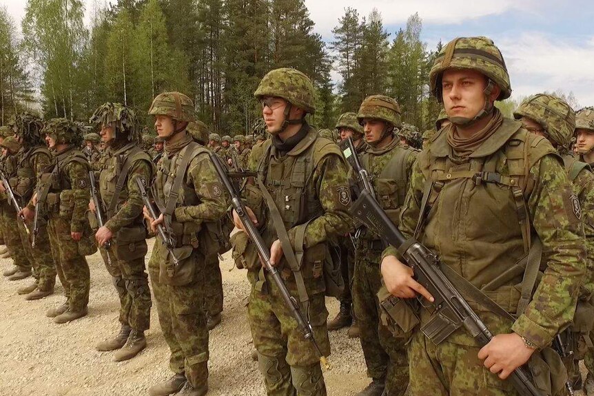 Estonian troops participate in NATO war games.