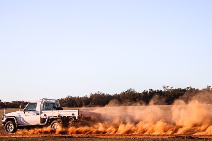 Utility vehicle on a dirt road in far west New South Wales